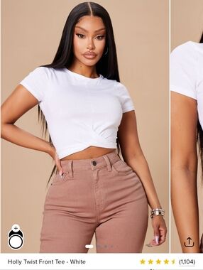 Fashion Nova Twist Front Tee - Beige
